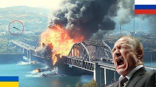 Crimean Bridge destroyed when crossed by North Korean elite troops Ukraine dropped 90 Ton Bomb on it