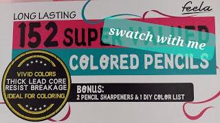 Swatch with me the 152 set of Feela pencils - budget pencil series