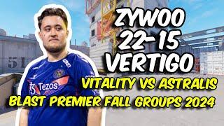 CS2 POV Vitality ZywOo (22/15) vs Astralis (Vertigo) BLAST Premier Fall Groups 2024