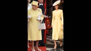 Queen Elizabeth and princess Catherine outfit similarities