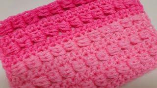 EASY Crochet Stitch Tutorial For Blankets and Scarfs / Side Puff Stitch