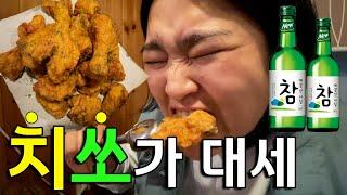 [ 혼술 Vlog ] 독감완치 기념으로 치킨&소주 (feat. 핑계도 가지가지)