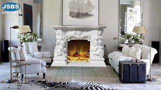 Stone carved white marble cherub lion head sculpture fireplaces mantel surround shelf decor ideas