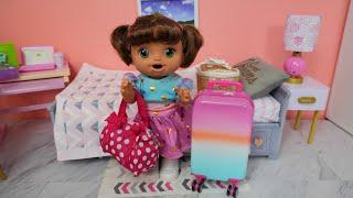 Baby Alive doll Ayla packing for vacation