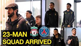 Liverpool 23-Man Squad Arrived at Anfield for PSG UCL 2nd Leg Clash