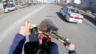 Обогнал ДПС на заднем колесе [STUNT Honda DIO]