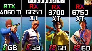 RTX 4060 Ti vs RX 6650 XT vs RX 6700 XT vs RX 6750 XT // Test in 10 Games // 1080p // Benchmark