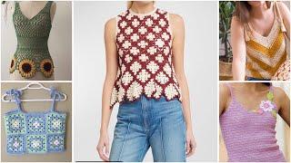 Crochet cotton thread latest top /crochet crop top design ideas