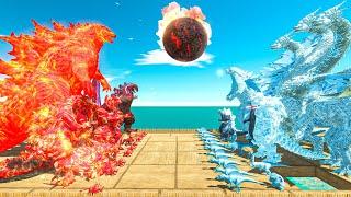 FIRE and ICE War - Fire Thermo Godzilla VS Ice King Ghidorah - Animal Revolt Battle Simulator