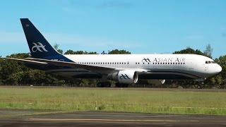 AsianAir Boeing 767-200 Landing in tropical Koror, Palau, on a flight from Macau  [AirClips]