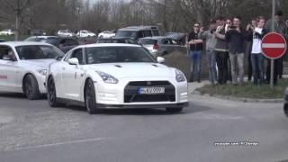 Supercars leaving car meet - Drifts, Powerslides (Aventador, Speciale, AMG)