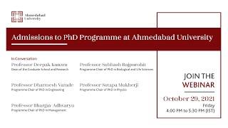 Admissions to PhD Programme at Ahmedabad University