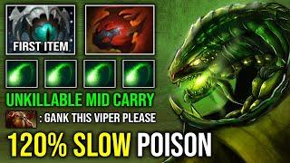 WTF 120% POISON SLOW First Item Eye of Skadi 1v5 Anti Ganker Hyper Mid Carry Viper Dota 2