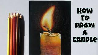 How To Draw A Candle | Colored Pencil Drawing For Beginners