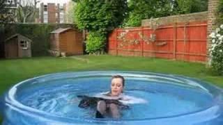 Wetlook - Wetmar Wet long blue skirt in the pool