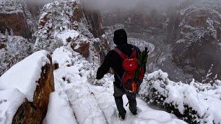 Climbing Angel's Landing in a Snowstorm