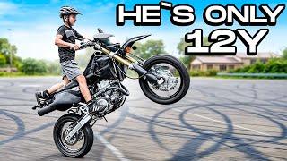 12 Year Old Kid Wheelies DirtBike Bigger Than Him | Braap Vlogs