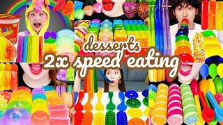 BEST RAINBOW FOOD COLOR MUKBANG || ASMR 2× SPEED EATING SHOW