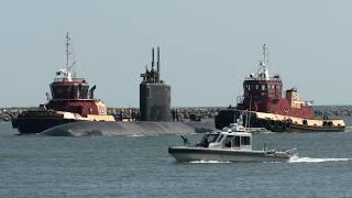 Nuclear submarine at Cape Canaveral, and a US Navy convoy