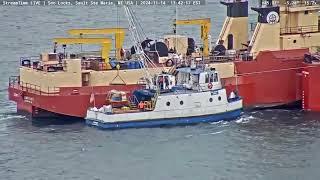 Dirk S VanEnkevort & Ojibway passing through the Soo locks on Nov 14th, 2024