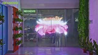 Clear digital entrance in glass LED - creative office design ideas in transparent led screens