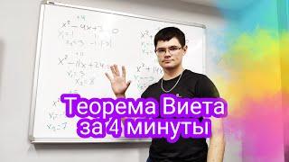 Теорема Виета за 4 минуты с примерами. Как решать квадратные уравнения быстрее учителя.