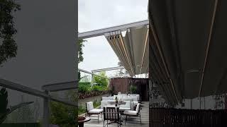 Outdoor patio shade design, retractable pergola, awning#roofing #cover #decor #pergola #building