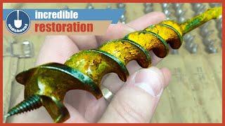 Restoration of Rusty Auger Drill Bits - Incredible!