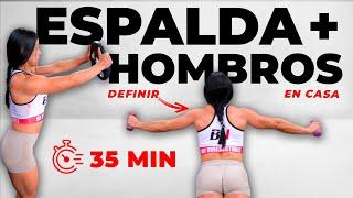 Rutina Definir ESPALDA y HOMBROS con BISERIES en CASA (35 Min) | Rutina en Tiempo Real