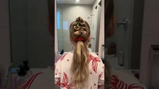 Cute & festive hair for the holidays #hairtutorial #hair #hairstyle #shorts #moms #daughter