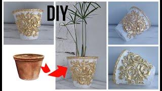 ДЕКОРИРУЮ СТАРЫЙ ГЛИНЯНЫЙ ГОРШОК #diy #handmade