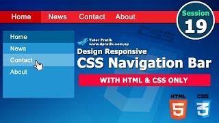 Responsive Navigation Bar Design Tutorial With CSS Session 19 | Tutor Pratik