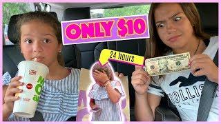 EATING  FOR 24 HOURS ONLY WITH ONLY $10 DOLLARS CHALLENGE | SISTER FOREVER