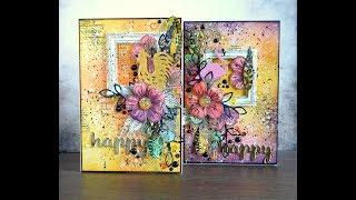 Mixed Media cards. Step-by-step tutorial/ Яркие миксмедийные открытки. Мастер-класс.