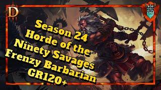 Diablo 3 Season 24 Horde of the Ninety Savages Frenzy Barbarian Build GR 120+ Guide