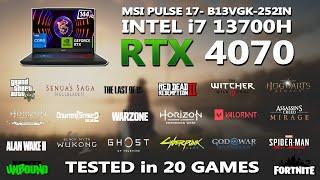 MSI PULSE 17- B13VGK-252IN | Intel i7 13700H + RTX 4070 GAMING BENCHMARK TEST | Tested in 20 Games |