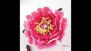 Peony  machine embroidery design 3D FSL flower all in the hoop