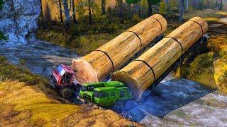 Two Largest Illegal Logging Trucks Stuck in River