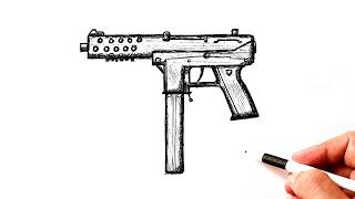 How to draw a Submachine Gun Tec-9