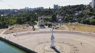 Voronezh, Russia. Admiralteyskaya Square. Voronezh River Embankment, Aerial View Hyperlapse, Point o