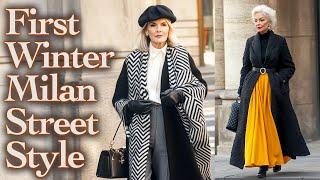 December Street Fashion in Milan: Beautiful winter outerwear that is still on trend