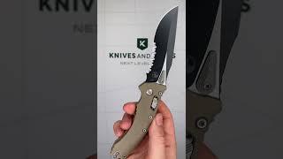 Microtech Amphibian 137RL 2FLGTTA, Two Tone Black M390MK,Tan G 10, partially serrated pocket knife