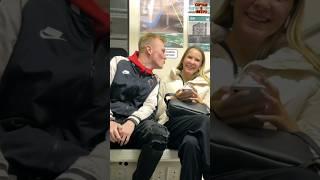 Russian kisses girls in the subway / Prank