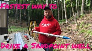 Fastest way to drive a sand point well. #sandpointwell #drivingasandpointwell #karlsoffthegrid