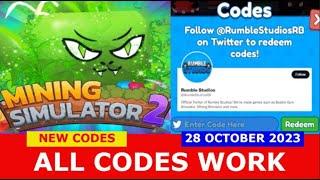 *NEW UPDATE CODES* [ PART 2 ] Mining Simulator 2 ROBLOX | ALL CODES | 28 OCTOBER 2023