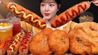 Crispy Corn Dogs, Croquettes, Cheese Balls Mukbang! Dessert Bread Asmr