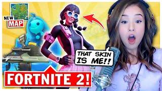 Pokimane Reacts to Fortnite Chapter 2 + Battle Pass! Season 11 Gameplay + NEW Map!