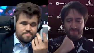 Radjabov's ecstatic reaction after beating Magnus Carlsen 3-1 | Champions Chess Tour Finals