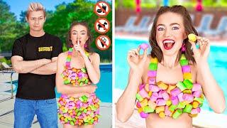 LUSTIGER SNACK-SCHMUGGEL AM POOL, IM FLUGZEUG, KONZERT UND KINO || Coole Lifehacks auf 123 GO! FOOD