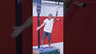 Back Layout Dismount on the Rings featuring Coach Rustam Sharipov #shorts